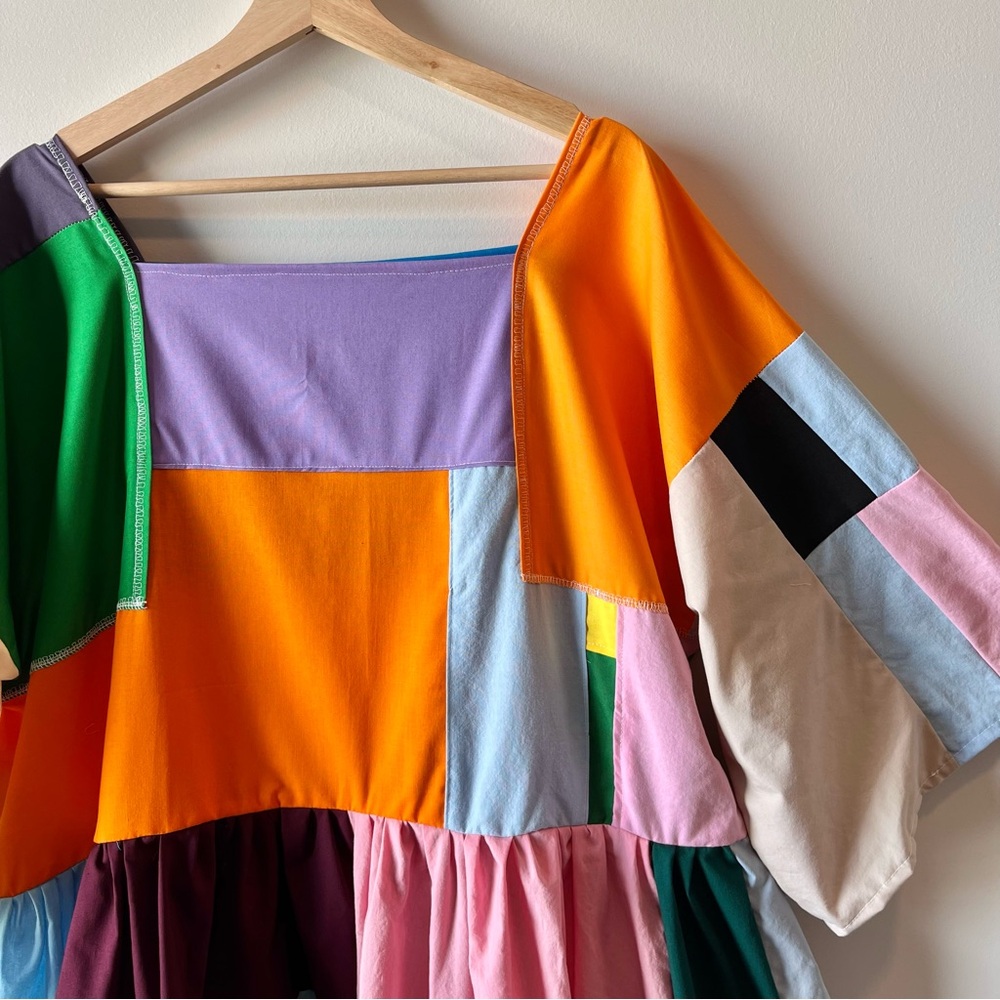Handmade Quilted Patchwork Colorblock Dress SKU 02263 - Picture 16 of 16